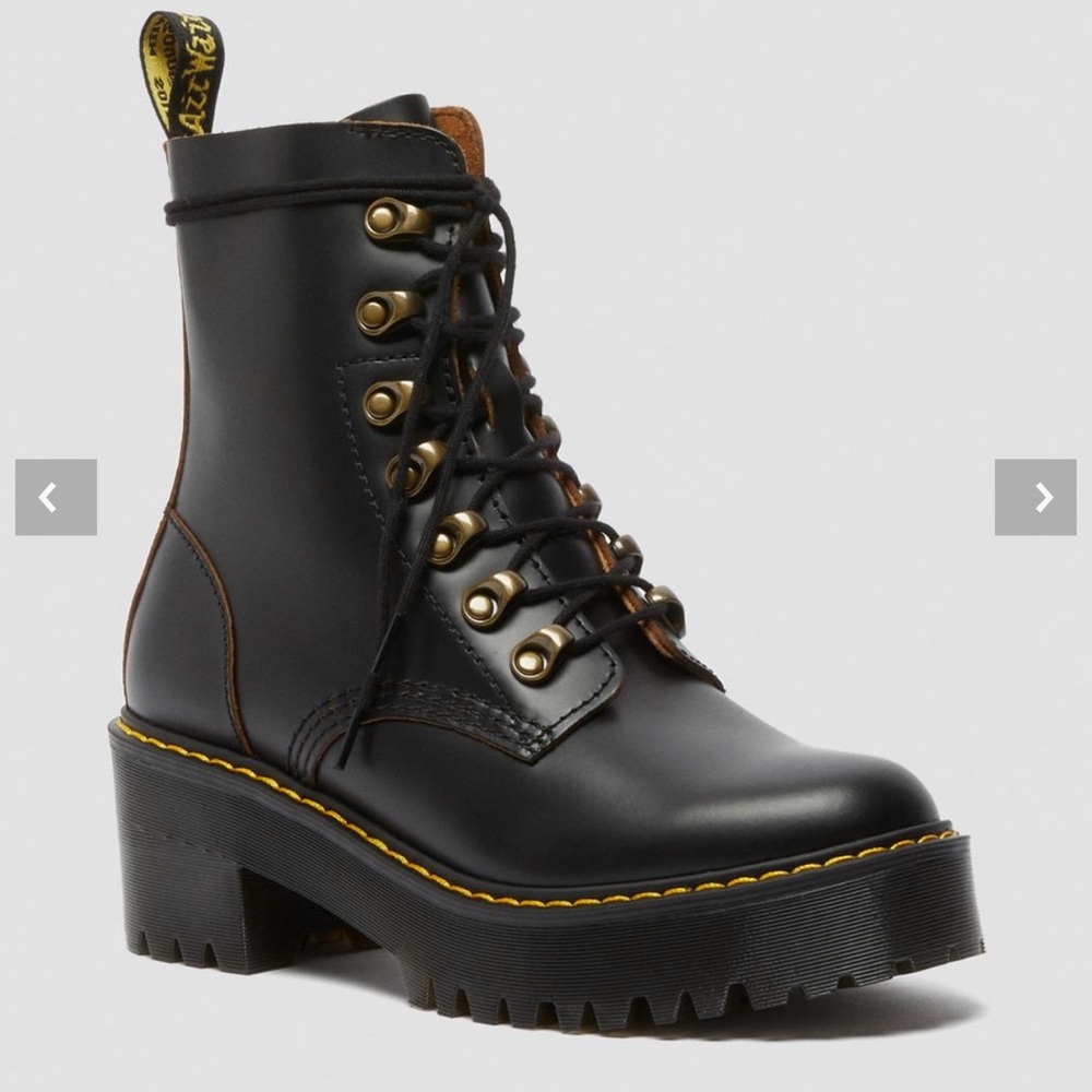 Dr. MARTINS LEONA WOMEN'S VINTAGE SMOOTH LEATHER HEELED BOOTS